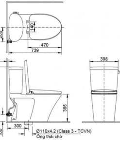 Bồn cầu Inax AC-710VAN hai khối xả gạt 3