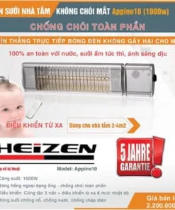 Đèn sưởi nhà tắm Heizen APPINO 10 (có điều khiển) 1 Đèn sưởi nhà tắm Heizen APPINO 10 (có điều khiển) 4