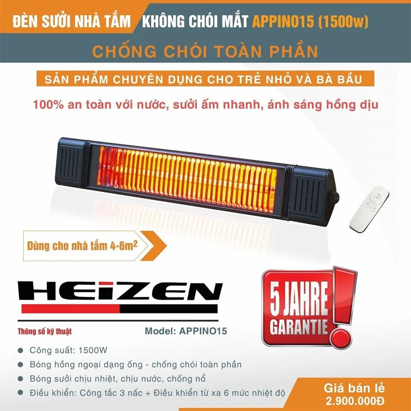 Đèn sưởi nhà tắm Heizen APPINO15 (có điều khiển) 2 den-suoi-heizen-appino15