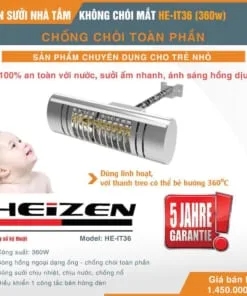 Đèn sưởi nhà tắm Heizen HEIT36 (không chói mắt , có thể quay 360) 3