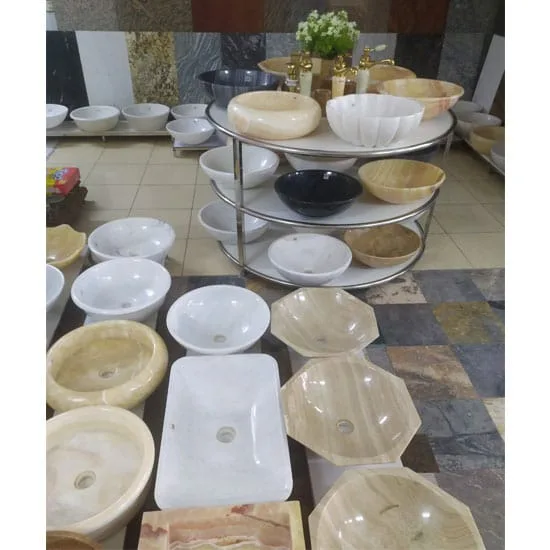 Chậu rửa lavabo Eximstone Mini Trắng đá tự nhiên 8