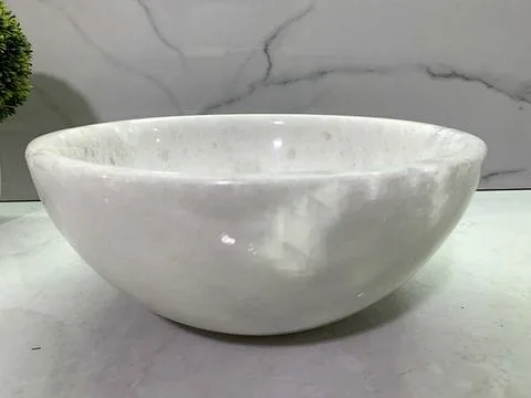 Chậu rửa lavabo Eximstone Mini Trắng đá tự nhiên 3