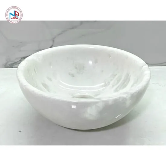 Chậu rửa lavabo Eximstone Mini Trắng đá tự nhiên 2