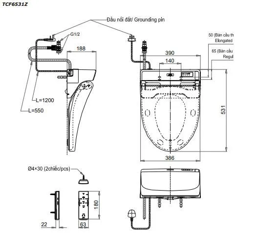 BVKT-TCF6531Z Nắp rửa bồn cầu thông minh TOTO TCF6531Z (C5) 2