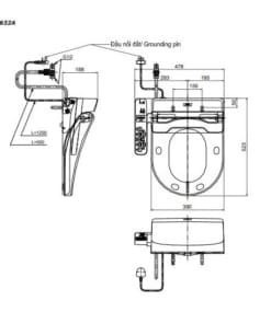 Nắp rửa bồn cầu thông minh TOTO TCF6632A dáng chữ D 3