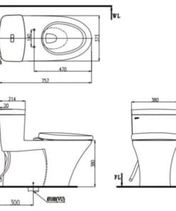 Bồn cầu Inax AC-900VRN-2 1 khối xả nhấn 3