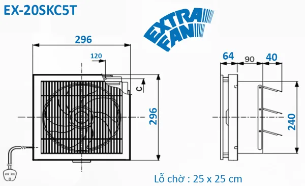 Quạt hút thông gió Mitsubishi EX-20SKC5T-BW/màu Nâu 2
