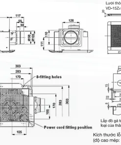 Quạt hút thông gió âm trần Mitsubishi VD-15Z4T5-D/hẹn giờ 1 Quạt hút thông gió âm trần Mitsubishi VD-15Z4T5-D/hẹn giờ 3
