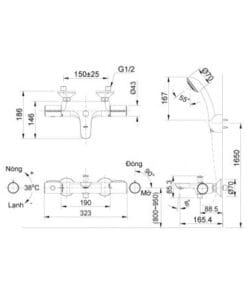 Sen tắm nóng lạnh nhiệt độ Inax BFV-3413T-4C 3