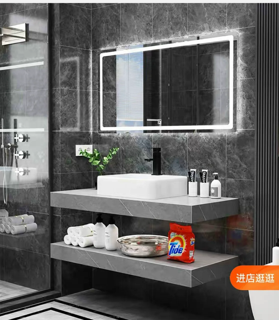Bộ Lavabo kèm bàn đá 2 tầng ALICE 10501 32