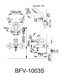 Sen tắm nóng lạnh Inax BFV-1003S-2C 3