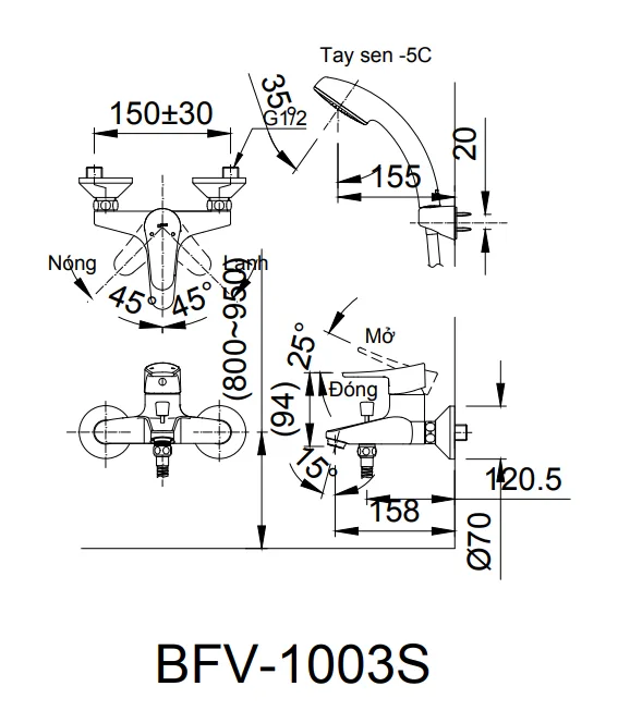 Sen tắm nóng lạnh Inax BFV-1003S-1C 1