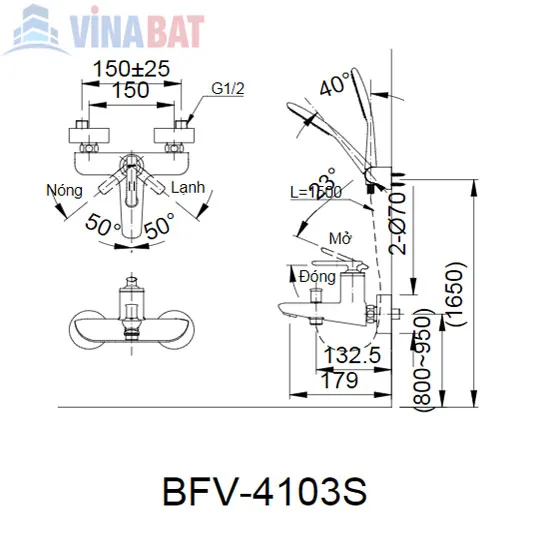 Sen tắm nóng lạnh Inax BFV-4103S 2