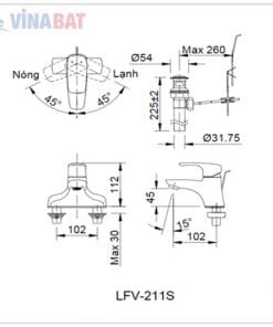 Vòi rửa lavabo nóng lạnh 2 chân Inax LFV-211S 1 bvkt-voi-lavabo-inax-lfv211s