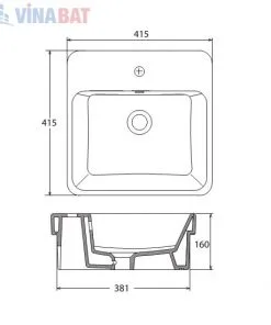 Chậu rửa lavabo Viglacera V24 đặt bàn đá 4