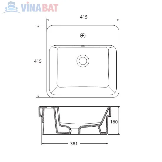 Chậu rửa lavabo Viglacera V24 đặt bàn đá 2