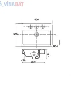 Chậu rửa lavabo Viglacera V29 đặt bàn đá 1 Chậu rửa lavabo Viglacera V29 đặt bàn đá 5