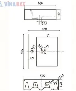 Chậu rửa lavabo Viglacera V42M đặt bàn đá 5