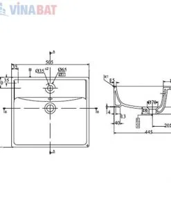Chậu rửa lavabo Viglacera V42M đặt bàn đá 4