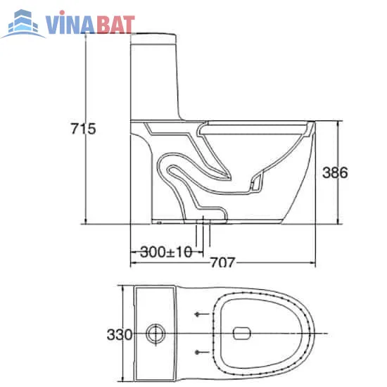 Bồn cầu két liền Viglacera V35M 2