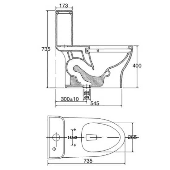 Bồn cầu két liền Viglacera V36 2