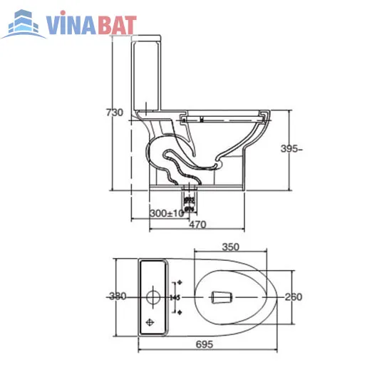 Bồn cầu két liền Viglacera V64 2