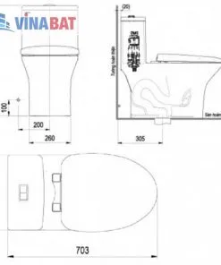 Bồn cầu két liền Viglacera V72 3