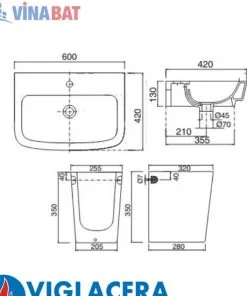 Chậu rửa lavabo Viglacera CD50 3 Chậu rửa lavabo Viglacera CD50 7