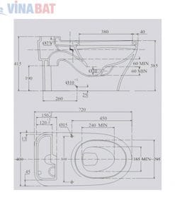  Bồn cầu Viglacera cảm ứng nắp rửa điện tử V91 6