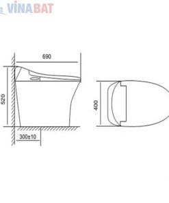  Bồn cầu Viglacera cảm ứng nắp rửa điện tử V93 6