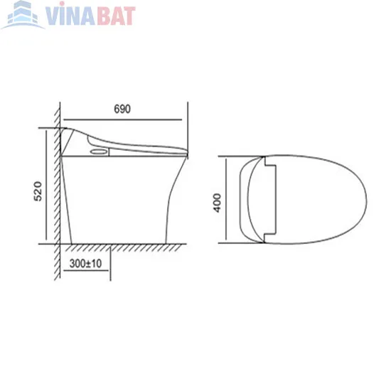  Bồn cầu Viglacera cảm ứng nắp rửa điện tử V93 2