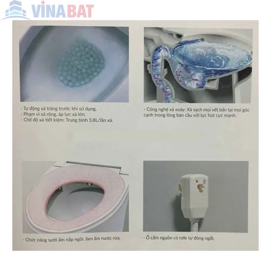  Bồn cầu Viglacera cảm ứng nắp rửa điện tử V94 5