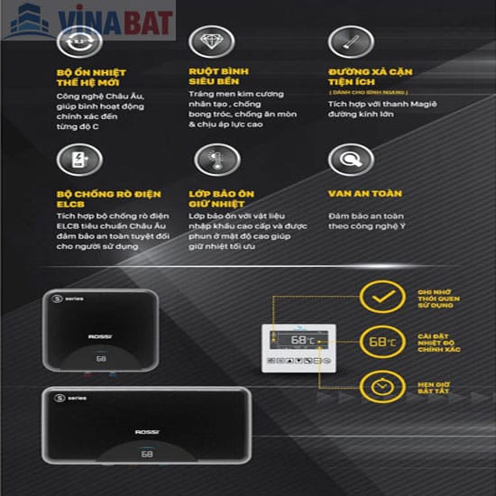 Bình nóng lạnh Rossi RSS15SL 3 Bình nóng lạnh Rossi RSS15SL 5