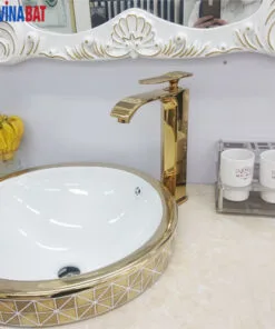 Vòi rửa lavabo nóng lạnh YADANLI 2917 vàng bóng 2 Vòi rửa lavabo nóng lạnh YADANLI 2917 vàng bóng 5