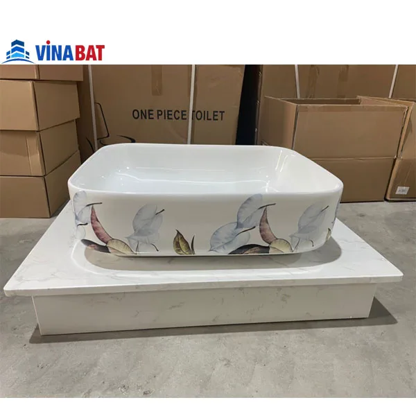 Chậu rửa mặt đặt bàn Fantafo CB12 hoa văn hình lá 1 chau-rua-mat-dat-ban-fantafo-cb12