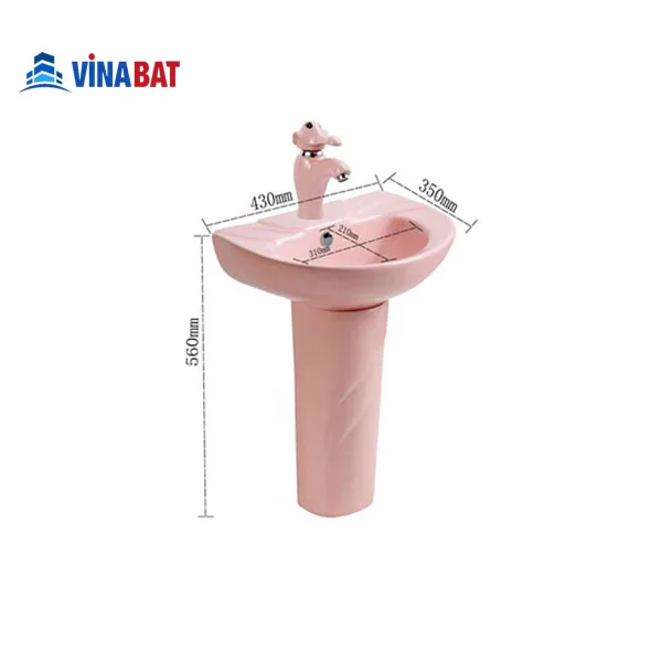 Chậu lavabo trẻ em treo tường có chân màu vàng HN0212 2 Chậu lavabo trẻ em treo tường có chân màu vàng HN0212 3