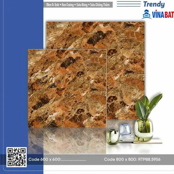 Gạch ốp lát RedStar 80x80cm 5956 vân đá màu cam đất 1