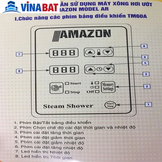Máy xông hơi ướt Amazon AR-120 kw Van xả cơ 8 Máy xông hơi ướt Amazon AR-120 kw Van xả cơ 12