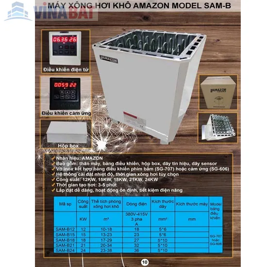 Máy xông hơi khô Amazon TP-120 (12.0 kw) 5 Máy xông hơi khô Amazon TP-120 (12.0 kw) 8