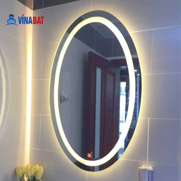 Gương soi phòng tắm HAIFA đèn led D604C 60x80cm hình elip 1 guong-soi-phong-tam-haifa-D604