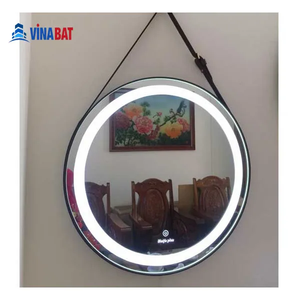 Gương soi phòng tắm HAIFA đèn led dây da thật D709C Φ60cm 1 Gương soi phòng tắm HAIFA đèn led dây da thật D709C Φ60cm 2