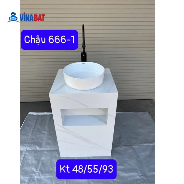 Chậu rửa lavabo chân đứng nghệ thuật đá ganic 666-1 1 chau-rua-mat-nghe-thuat-da-ganic-666-1