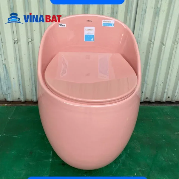 Bồn cầu két liền KAMANDA 6517A dáng quả trứng màu hồng 3 bet-trung-mau-hong-6517a