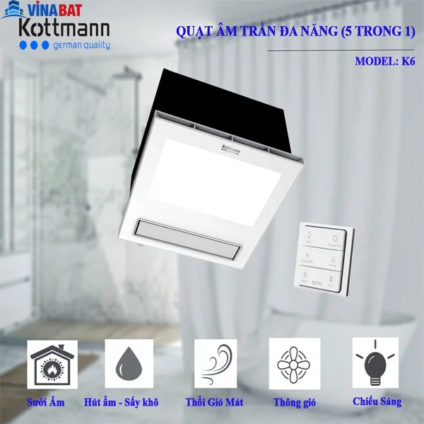 Quạt sưởi âm trần KOTTMANN 5 chức năng K6 9