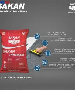 Keo dán gạch đá keo ốp lát Sakan Promax 20kg màu ghi 1 Keo dán gạch đá keo ốp lát Sakan Promax 20kg màu ghi 3