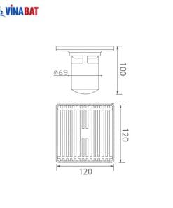 Ga thoát sàn inox đúc Bancoot 120I mặt mờ 6