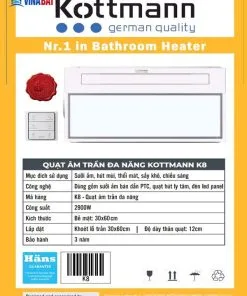 Quạt sưởi âm trần KOTTMANN 5 chức năng K8 8 quat-suoi-da-nang-kottmann-k8