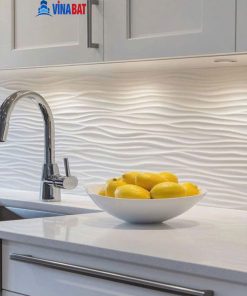 Gạch ốp 3d lượn sóng trang trí phòng khách phòng bếp phòng vệ sinh STA6300 6